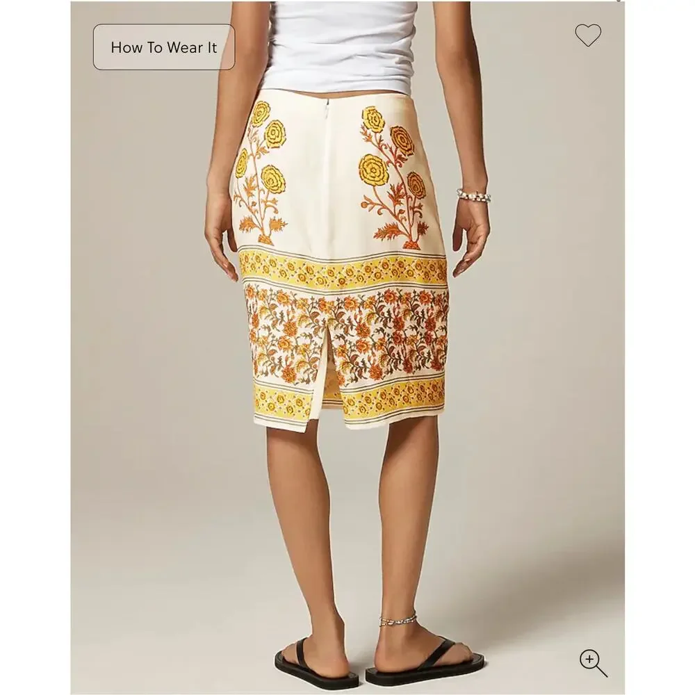 J.Crew Women's Sunset Rose Block Print Skirt Size 12 Knee-Length Floral - Picture 3 of 8